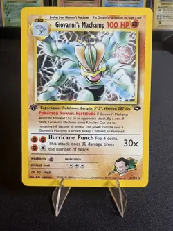 Giovanni's Machamp - 6/132 Gym Challenge 1st Edition Holo Rare Pokemon - LP - Image 1