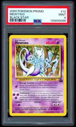 2000 Pokemon MEWTWO Japanese JR STAMP RALLY Black Star Promo Card #12 PSA 9 MINT - Image 1