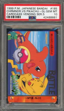 Pokemon Bandai Carddass Charmander Vs Pikachu GL Vending Ser. 5 JPN #185 PSA 10 - Image 1