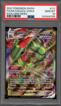 Pokemon Rayquaza VMAX Evolving Skies Full Art #111 PSA 10 Gem Mint - Image 1