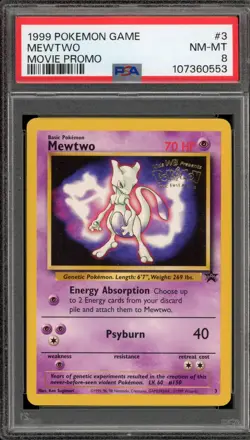 Pokemon Mewtwo WB Movie Black Star Promo #3 PSA 8 - Image 1