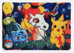 Pokemon Pocket Monsters 1995 Holo Vending Sticker #350 Cubone Pikachu Bulbasaur - Image 1