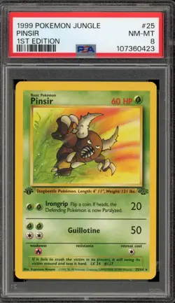 Pokemon Pinsir Jungle 1st Edition NON Holo Rare #25 PSA 8 - Image 1