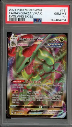 Pokemon Rayquaza VMAX Evolving Skies Full Art #111 PSA 10 Gem Mint - Image 1
