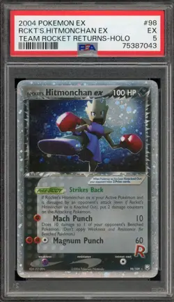 Pokemon Rocket's Hitmonchan ex EX Team Rocket Returns Holo Ultra Rare #98 PSA 5 - Image 1