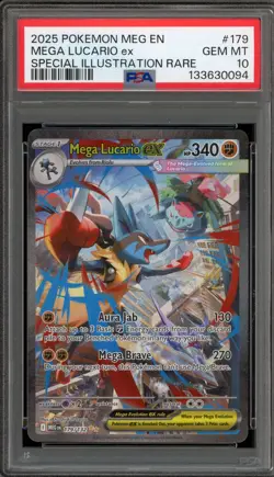 Pokemon Mega Lucario ex Mega Evolution Special Illustration Rare #179 PSA 10 - Image 1