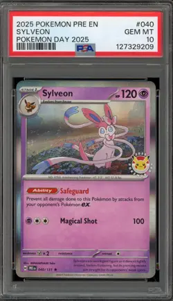Pokemon Sylveon 2025 Pokemon Day Prismatic Evolutions Holo Rare #040 PSA 10 - Image 1