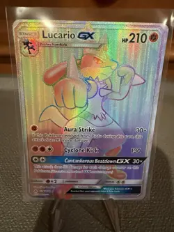 Pokemon Lucario GX Secret Rare Full Art Holo SM Forbidden Light 135/131 English - Image 1