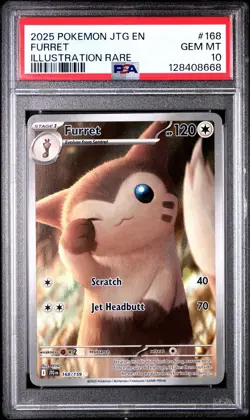 2025 POKEMON JTG EN-JOURNEY TOGETHER ILLUSTRATION RARE #168 FURRET PSA 10 - Image 1