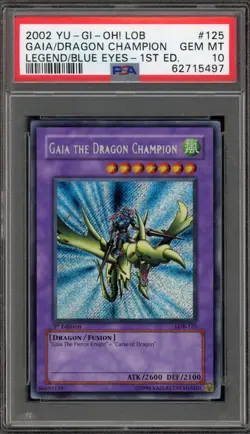 Yu-Gi-Oh! Gaia The Dragon Champion Blue Eyes 1st Ed LOB-125 ASIAN-ENGLISH PSA 10 - Image 1