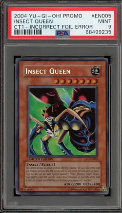 Yu-Gi-Oh! Insect Queen Promo CT1-EN005 Incorrect Foil Error PSA 9 Mint - Image 1