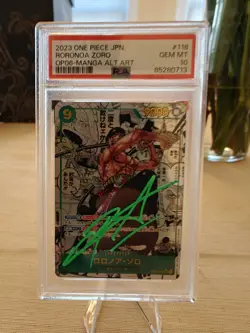 Signed 2023 One Piece Japanese OP06-118 Manga Alt. Art Zoro PSA 10 GEM MINT - Image 1