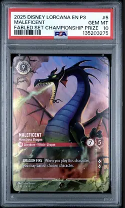 2025 DISNEY LORCANA EN P3-PROMO #5 MALEFICENT MONSTROUS DRAGON PSA 10 - Image 1