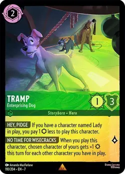 Tramp Enterprising Dog 110/204 Disney Lorcana Archazia's Island RARE Cold Foil - Image 1