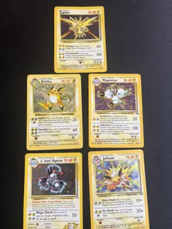 Pokemon 5 Holo Card Lot Shadowless Raichu, Zapdos, Magneton, Jolteon, Base, Gym - Image 1