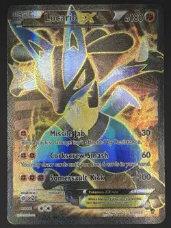 Pokemon Lucario EX Full Art Ultra Rare Holo 107/111 XY Furious Fists 180 HP Card - Image 1