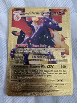 Shining Charizard GX Gold Foil Pokemon Cards Fan Art Get Both Pictured - Image 1