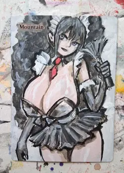 Altered MTG Hand Painted Mountain One Of A Kind Anime - Image 1