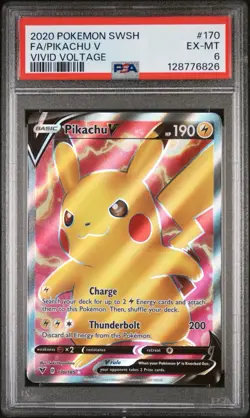 2020 POKEMON SWORD & SHIELD VIVID VOLTAGE #170 FULL ART/PIKACHU V PSA 6 - Image 1