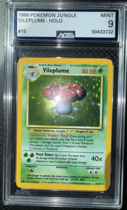 1999 Pokemon Jungle Vileplume HOLO Jungle No Symbol Error AGS 9 MINT PSA CGC - Image 1