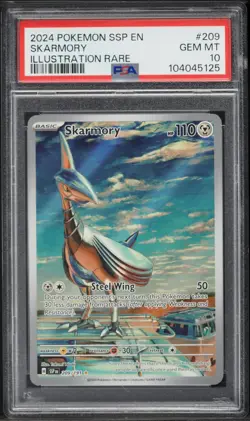 2024 POKEMON SSP EN-SURGING SPARKS ILLUSTRATION RARE #209 SKARMORY PSA 10 - Image 1