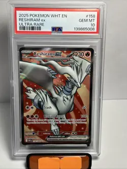 2025 POKEMON WHT EN-WHITE FLARE ULTRA RARE #158 RESHIRAM EX PSA 10 - Image 1