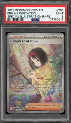 Pokemon Erika's Invitation 151 MEW EN Special Illustration Rare #203 PSA 9 Mint - Image 1