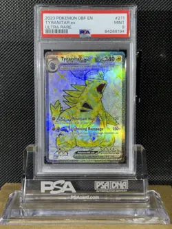 2023 POKEMON OBF EN-OBSIDIAN FLAMES #211 TYRANITAR EX ULTRA RARE PSA 9 MINT - Image 1