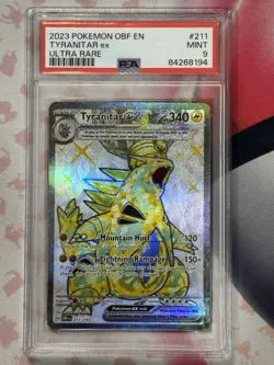 2023 POKEMON OBF EN-OBSIDIAN FLAMES #211 TYRANITAR EX ULTRA RARE PSA 9 MINT - Image 3