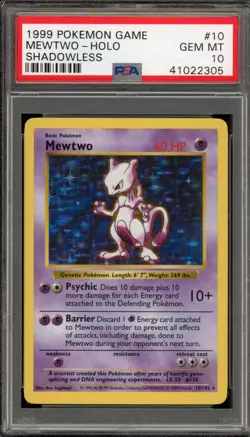 Pokemon Mewtwo Base Set Shadowless Holo Rare #10 PSA 10 Gem Mint - Image 1