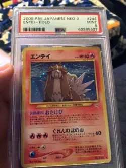 2000 PM Pokemon Japanese Neo 3 Entei Holo #244 PSA 9Gem Mint VINTAGE - Image 2