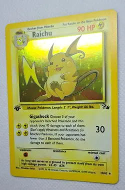 1999 Pokemon TCG Raichu Base Set 14/102 Holo 1st Edition Holo Rare NICE CARD! - Image 4