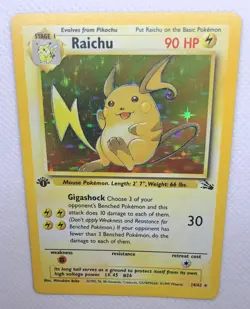 1999 Pokemon TCG Raichu Base Set 14/102 Holo 1st Edition Holo Rare NICE CARD! - Image 5