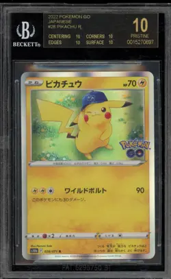 Pokemon Pikachu Pokemon Go Japanese Holo #028 BGS 10 BLACK LABEL - Image 1