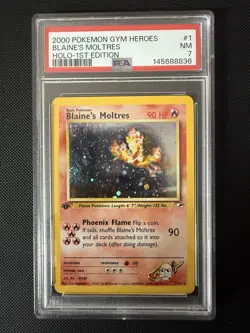 Pokemon Blaine's Moltres Gym Heroes 1st Edition Holo Rare Swirl - Image 1