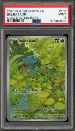 Pokemon Bulbasaur 151 MEW EN Illustration Rare #166 PSA 9 Mint - Image 1