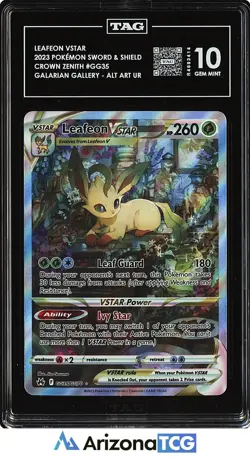Pokemon 2023 Leafeon VSTAR GG35/GG70 Alt Art UR Crown Zenith GEM MINT TAG 10 - Image 1