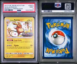 SM Black Star Promo SM72 Alolan Raichu Crimson Invasion Prerelease PSA 9 - Image 3
