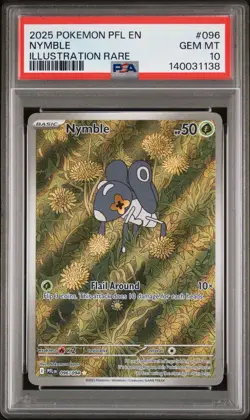 2025 POKEMON PFL EN-PHANTASMAL FLAMES ILLUSTRATION RARE #096 NYMBLE PSA 10 - Image 1