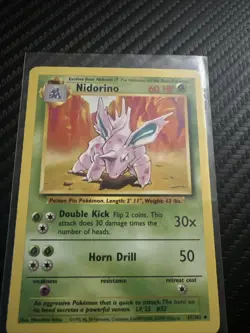 Nidorino 1999 Pokemon TCG #37/102 Base Set Regular WoTC Uncommon LP - Image 1