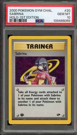 Pokemon Sabrina Gym Challenge 1st Edition Holo Rare #20 PSA 10 Gem Mint - Image 1