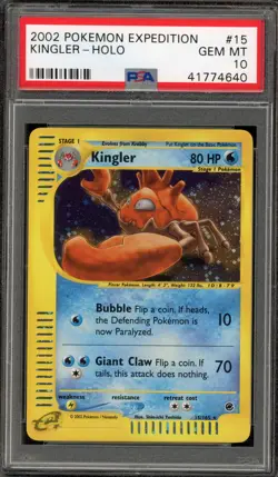 Pokemon Kingler Expedition Holo Rare #15 PSA 10 Gem Mint - Image 1