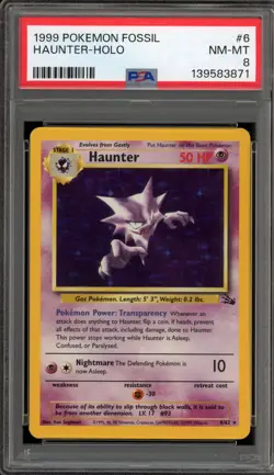 Pokemon Haunter Fossil Unlimited Holo Rare #6 PSA 8 - Image 1