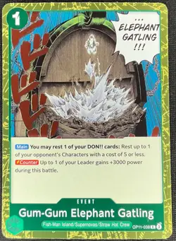 One Piece Gum-Gum Elephant Gatling OP11-038 A Fist of Divine Speed Rare NM - Image 1