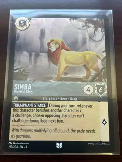 Disney Lorcana Into The Inklands #193 Simba - Rightful King COLD FOIL - Image 1
