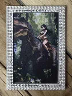 One Piece CCG Goddess Nico Robin Metal Card - T-Rex Dinosaur Jurassic Park - Image 1