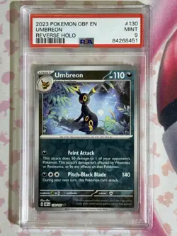 2023 POKEMON OBF EN-OBSIDIAN FLAMES #130 UMBREON REVERSE HOLO PSA 9 MINT - Image 3