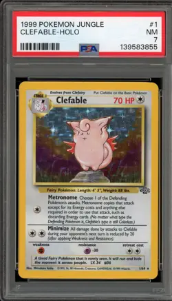 Pokemon Clefable Jungle Unlimited Holo Rare #1 PSA 7 - Image 1