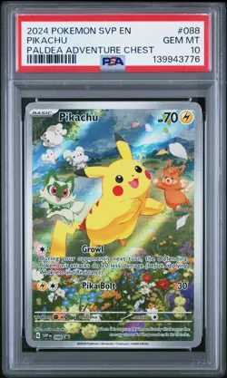 2024 POKEMON SVP EN-SV BLACK STAR PROMO PALDEA ADVENTURE CHEST PIKACHU PSA 10 - Image 1