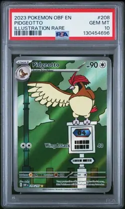 2023 POKEMON OBF EN-OBSIDIAN FLAMES ILLUSTRATION RARE #208 PIDGEOTTO PSA 10 - Image 1